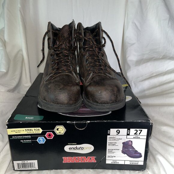 Brahma Enduro Pro Men\'s Brown Steel Toe Lace Up Work Boots Size 9 MNBR0340100 main image 5